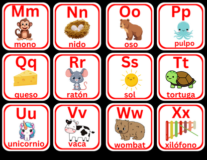 Alphabet in Spanish Flash Cards